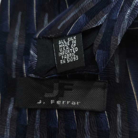 JF J. Ferrar Men Necktie All Silk Blue Gray Multi Size 60x4 - NWOT - made in USA - Picture 3 of 5